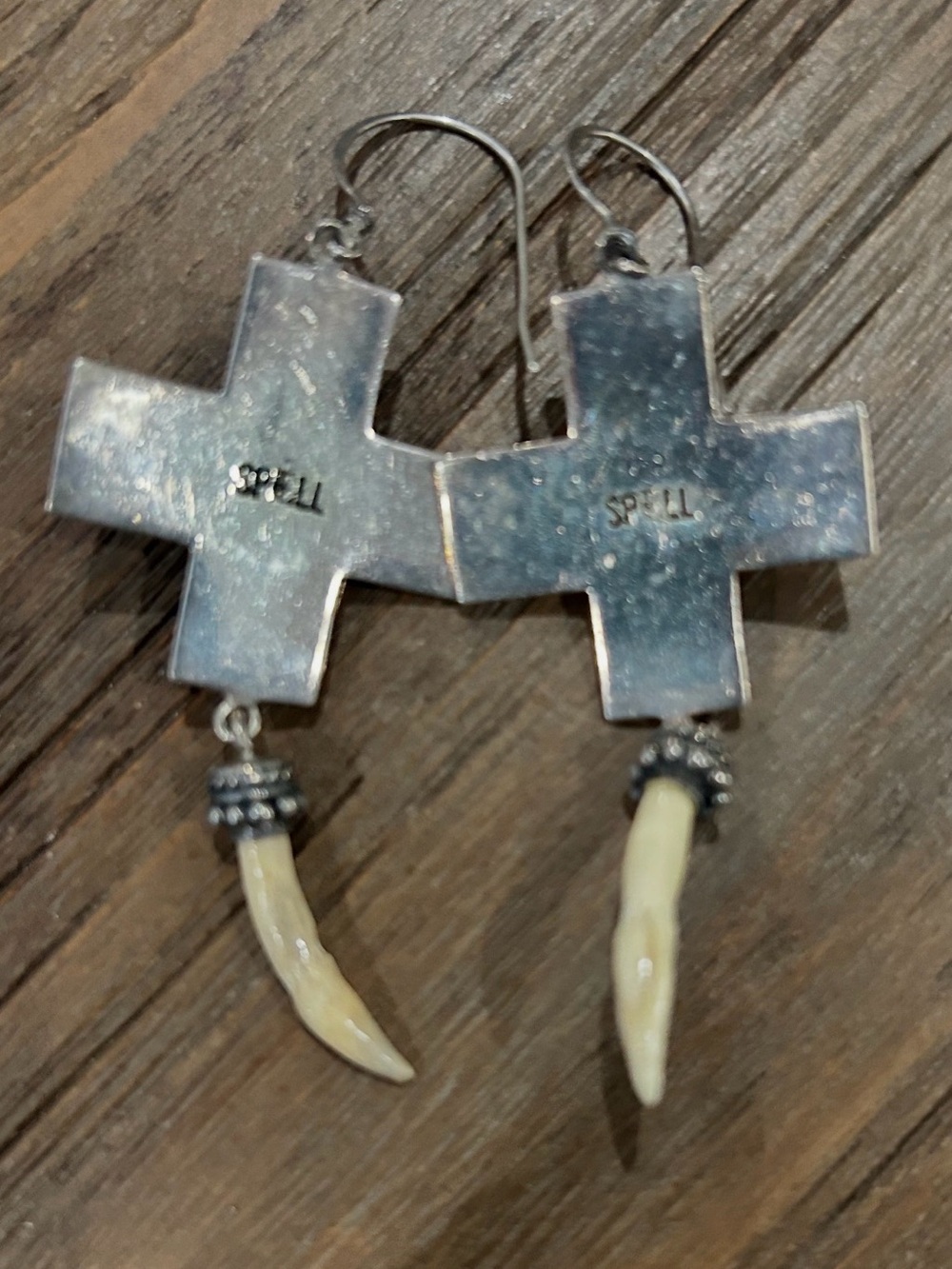 Spell & The Gypsy Collective Cross Earrings – Turquoise & Tooth Horn - Picture 2 of 4